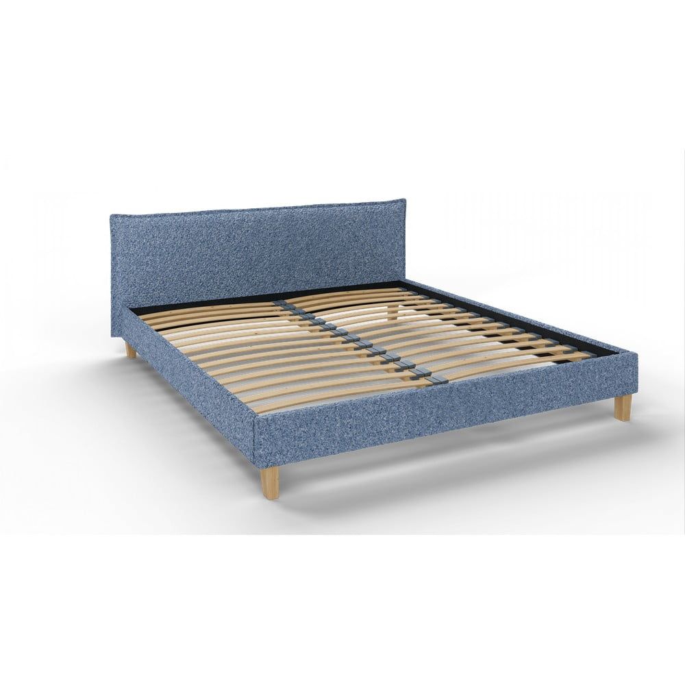 Modrá čalouněná dvoulůžková postel s roštem 180x200 cm Tina – Ropez - Bonami.cz