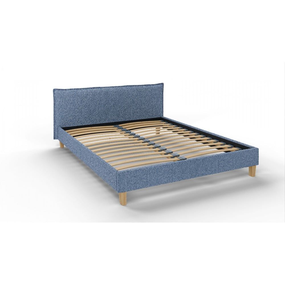 Modrá čalouněná dvoulůžková postel s roštem 160x200 cm Tina – Ropez - Bonami.cz