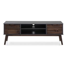 Antracitový/tmavě hnědý TV stolek z borovicového dřeva 140x52,5 cm Nussa – Marckeric