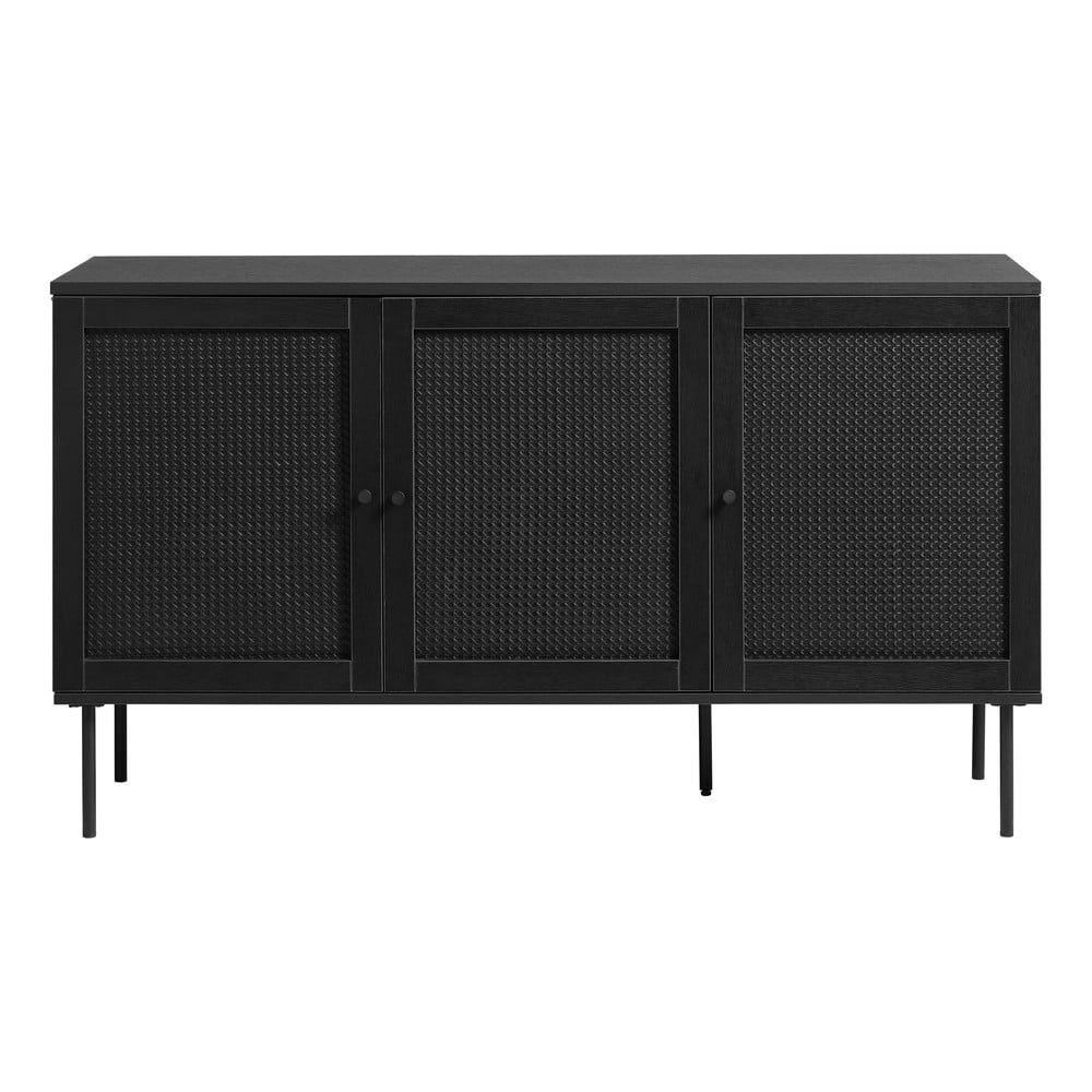 Černá nízká komoda v dekoru dubu 140x80 cm Pensacola – Unique Furniture - Bonami.cz