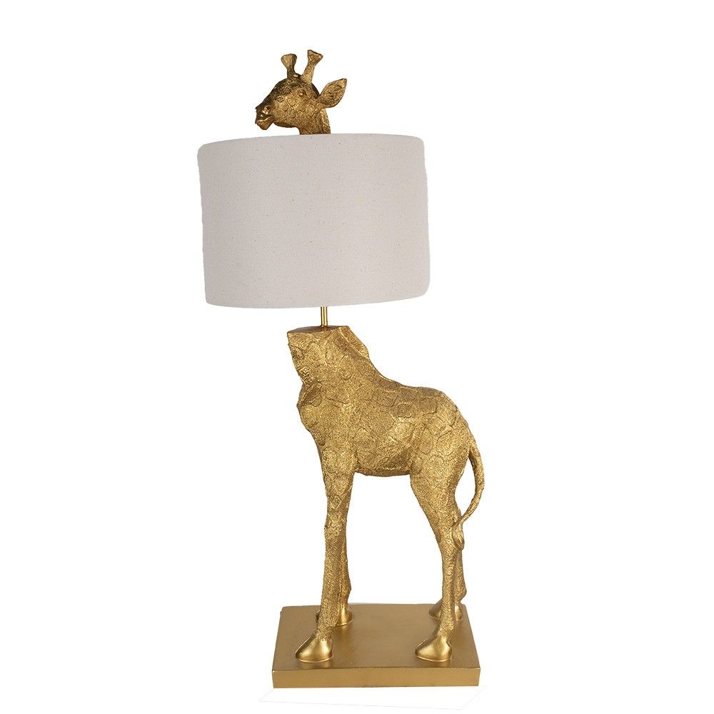 Zlatá stolní lampa se žirafou Giraffe - 39x30x85 cm Clayre & Eef - LaHome - vintage dekorace