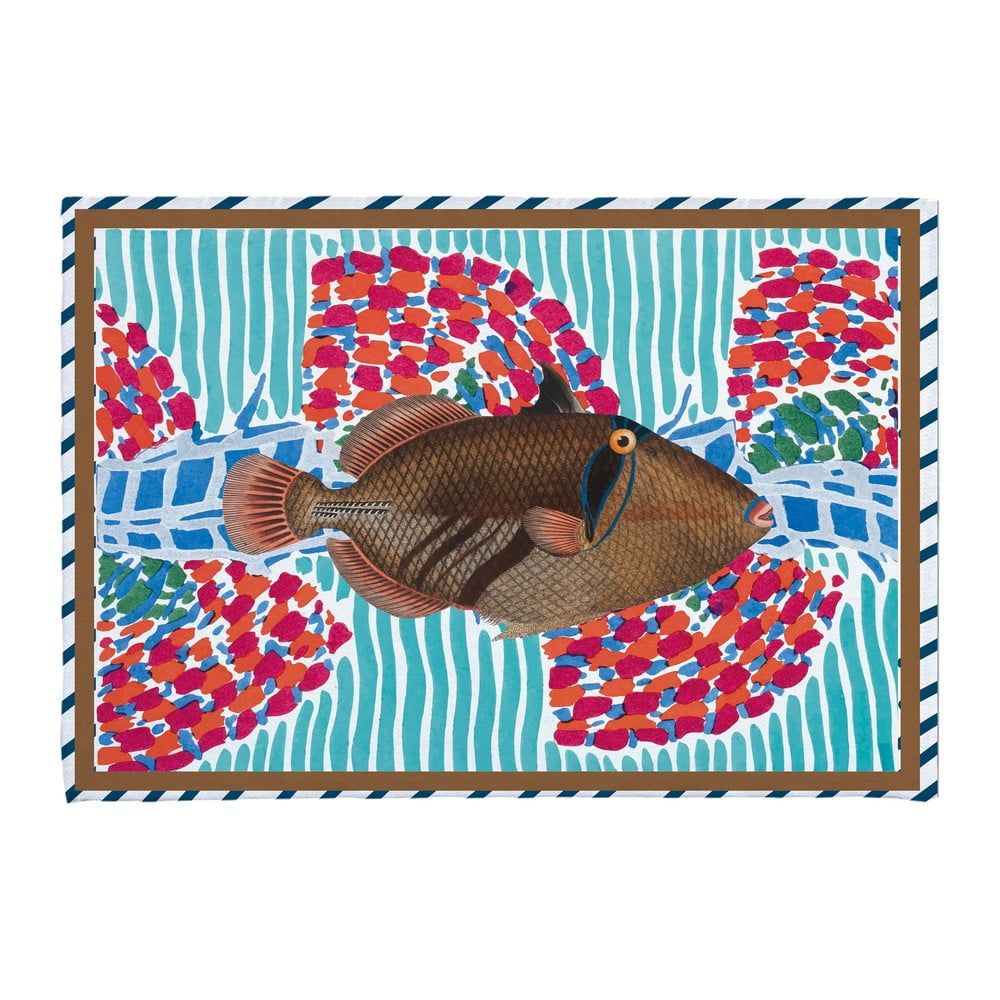 Tyrkysová koupelnová předložka 40x60 cm Tufted Fish – Really Nice Things - Bonami.cz
