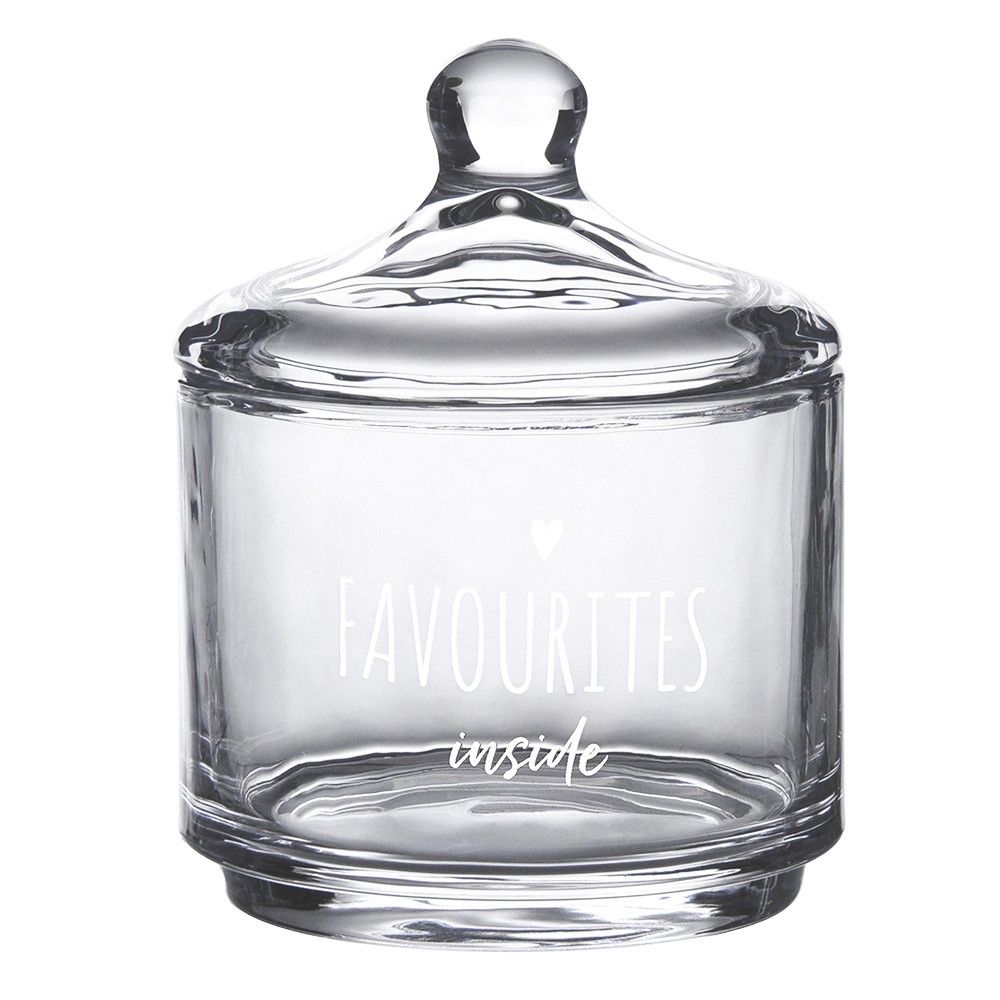 Úložná transparentní nádoba dóza s víčkem a srdíčkem Favourites - Ø 10*13 cm Clayre & Eef - LaHome - vintage dekorace