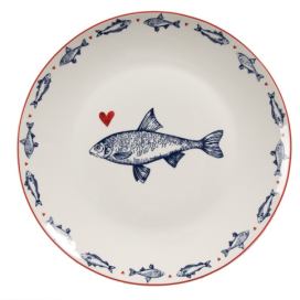 Porcelánový dezertní talíř s rybkami Sun Sea And Fish - Ø 20*2cm Clayre & Eef