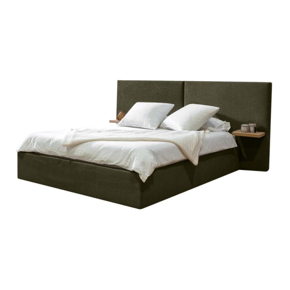 Béžová čalouněná dvoulůžková postel s úložným prostorem s roštem 160x200 cm Blandine – Bobochic Paris - Bonami.cz