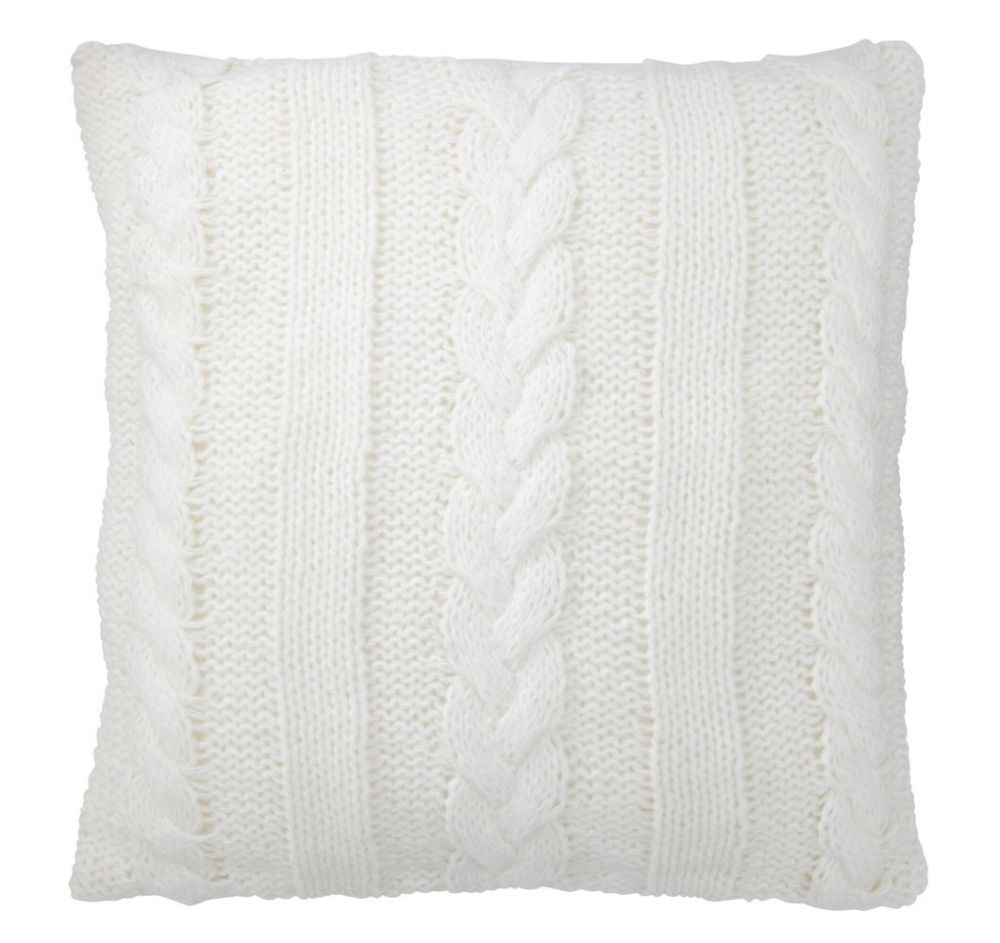 Bílý pletený polštář s výplní Twist - 45*10*45cm J-Line by Jolipa - LaHome - vintage dekorace