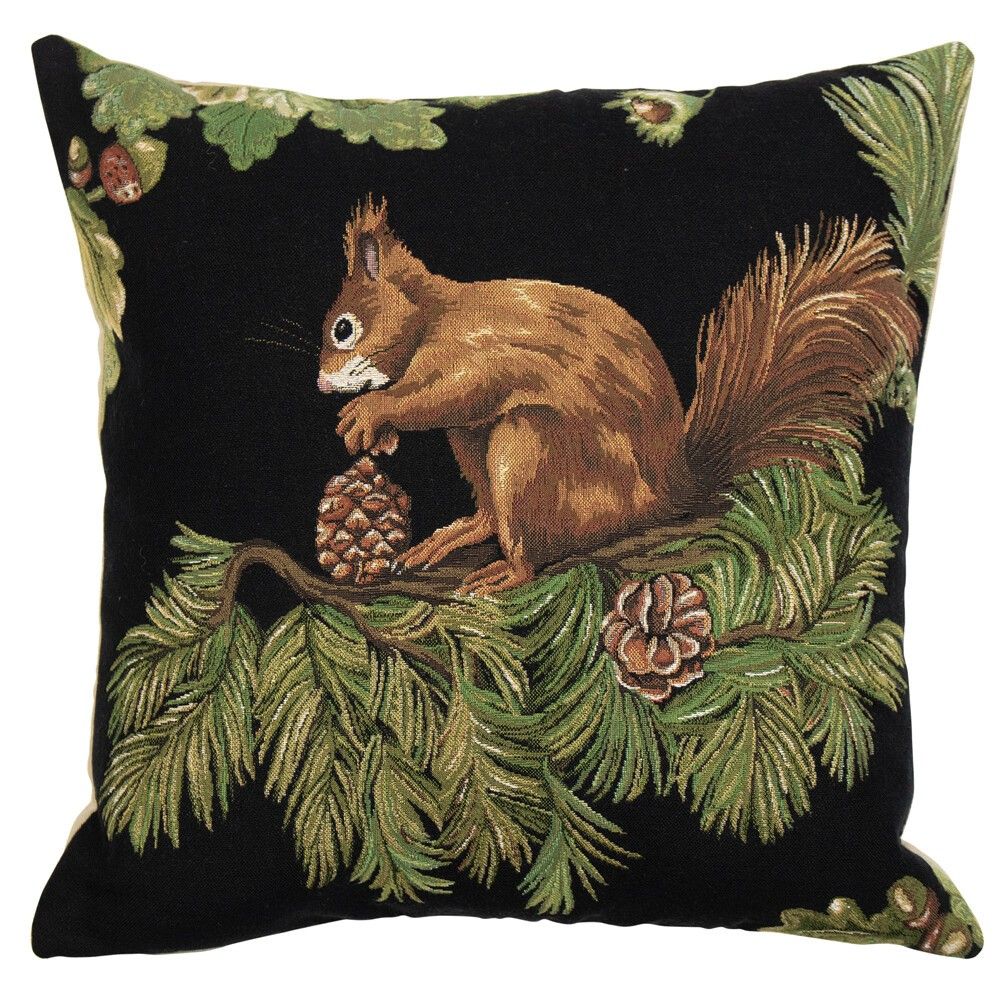 Gobelínový polštář s veverkou a šiškou Gobelin Squirrel Pinecone - 45*45*16cm Mars & More - LaHome - vintage dekorace