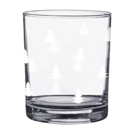 Sklenička na pití s bílými stromky Black&White X-Mas - Ø 7*9 cm / 230 ml Clayre & Eef