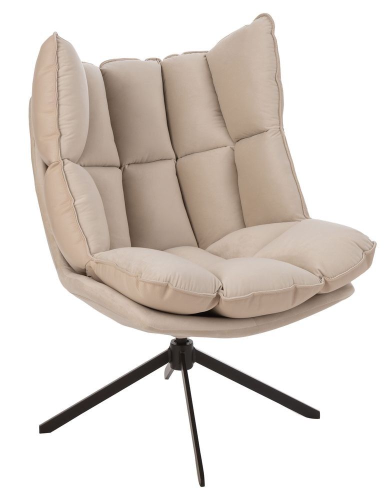 Béžové sametové relaxační křeslo Chair Relax Bubby Beige - 78*73*92cm J-Line by Jolipa - LaHome - vintage dekorace