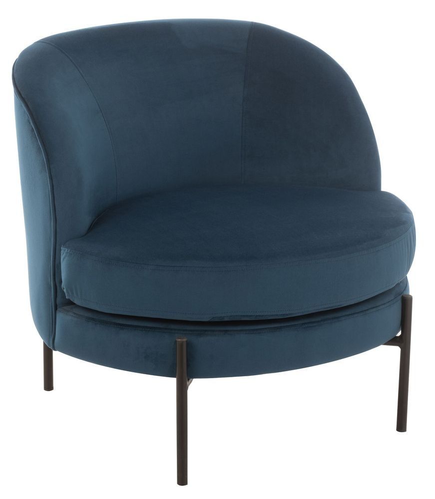 Modré sametové kulaté křeslo Lounge chair Jammy Blue - 71*67*66cm J-Line by Jolipa - LaHome - vintage dekorace