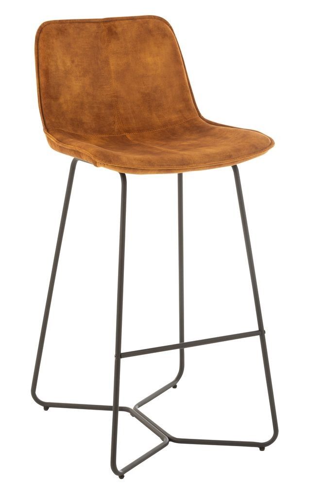 Okrová sametová barová stolička Barchair Isabel Ochre - 57*48*103cm J-Line by Jolipa - LaHome - vintage dekorace