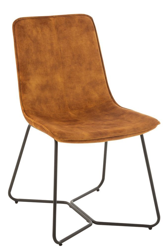 Okrová sametová jídelní židle Chair Isabel Ochre - 64*47*89cm J-Line by Jolipa - LaHome - vintage dekorace