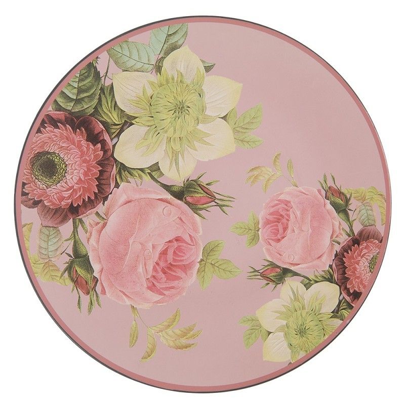 Růžový servírovací talíř s růžemi - Ø 33*1 cm Clayre & Eef - LaHome - vintage dekorace