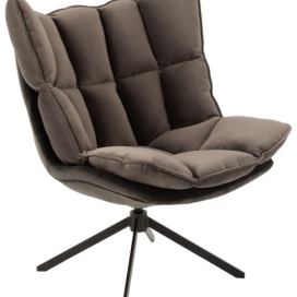 Tmavě šedé sametové relaxační křeslo Chair Relax Bubby Grey - 78*73*92cm J-Line by Jolipa