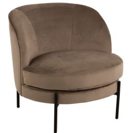 Hnědé sametové kulaté křeslo Lounge chair Jammy Brown - 71*67*66cm J-Line by Jolipa
