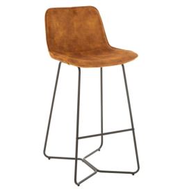 Okrová sametová barová stolička Barchair Isabel Ochre - 57*48*103cm J-Line by Jolipa