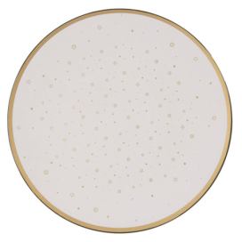Bílo-zlatý servírovací talíř s hvězdičkami - Ø 33*1 cm Clayre & Eef