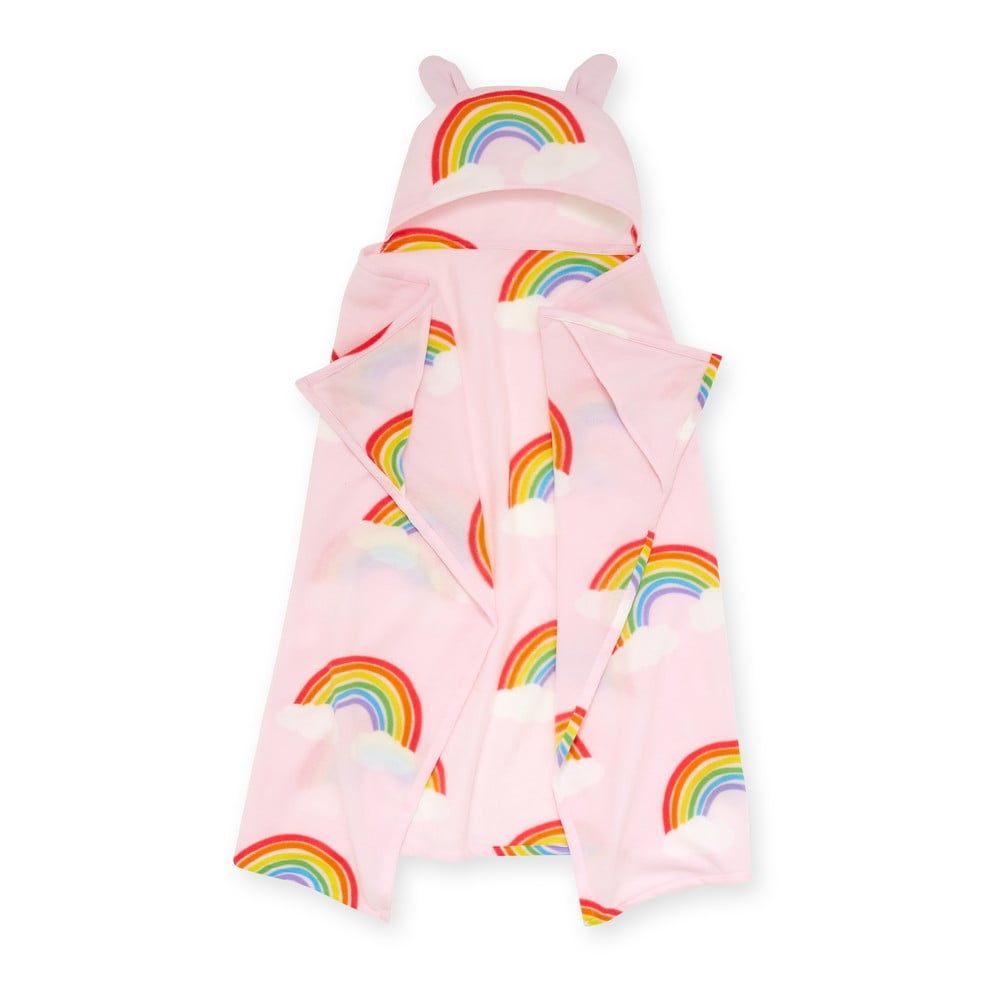 Růžová fleecová dětská deka s kapucí 120x150 cm Rainbow Hearts – Catherine Lansfield - Bonami.cz