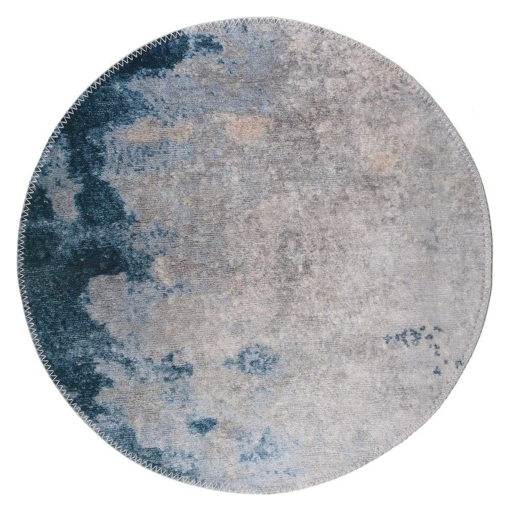 Modro-šedý pratelný kulatý koberec ø 120 cm – Vitaus - Bonami.cz