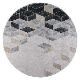 Bílo-šedý pratelný kulatý koberec ø 120 cm – Vitaus