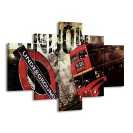 Vícedílný obraz Červený autobus a metro Londýna 90X603PCS