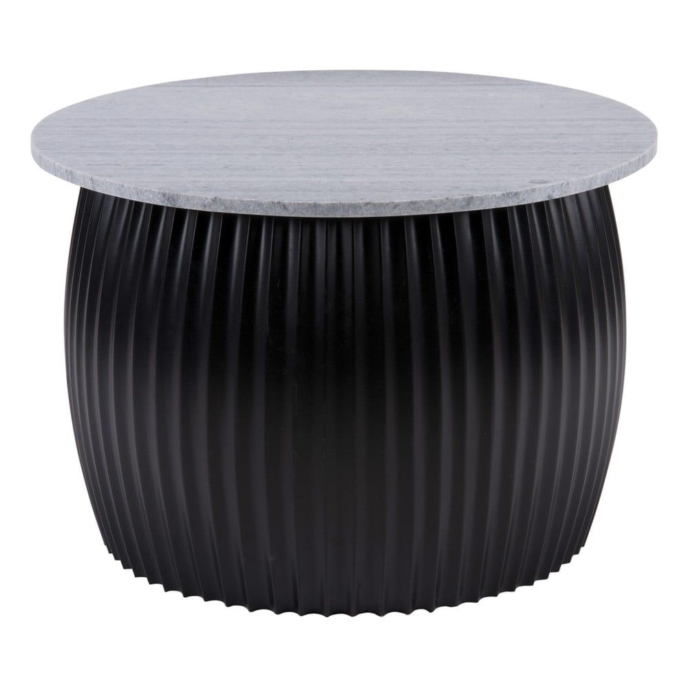 Černý kulatý konferenční stolek s deskou v dekoru mramoru ø 52 cm  Luscious  – Leitmotiv - Bonami.cz