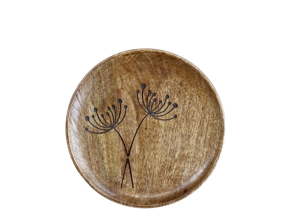 Servírovací talíř z mangového dřeva s květinou Tours Angeliqué - Ø 25cm Chic Antique - LaHome - vintage dekorace