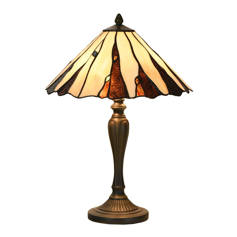 Béžovo-hnědá stolní lampa Tiffany Titto - Ø 36*60 cm E14/max 2*40W Clayre & Eef - LaHome - vintage dekorace