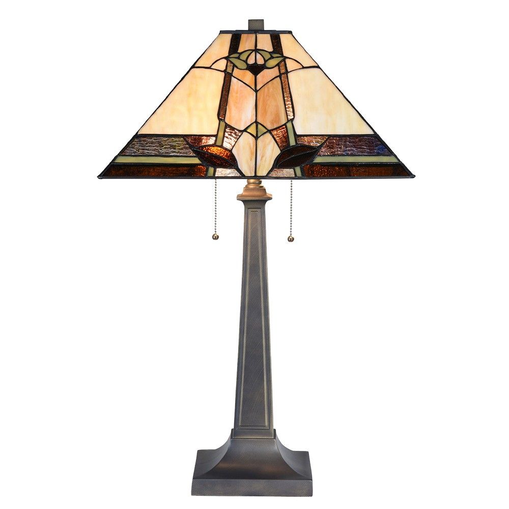 Béžovo-hnědá stolní lampa Tiffany Silvia - 45*45*80 cm E27/max 2*60W Clayre & Eef - LaHome - vintage dekorace