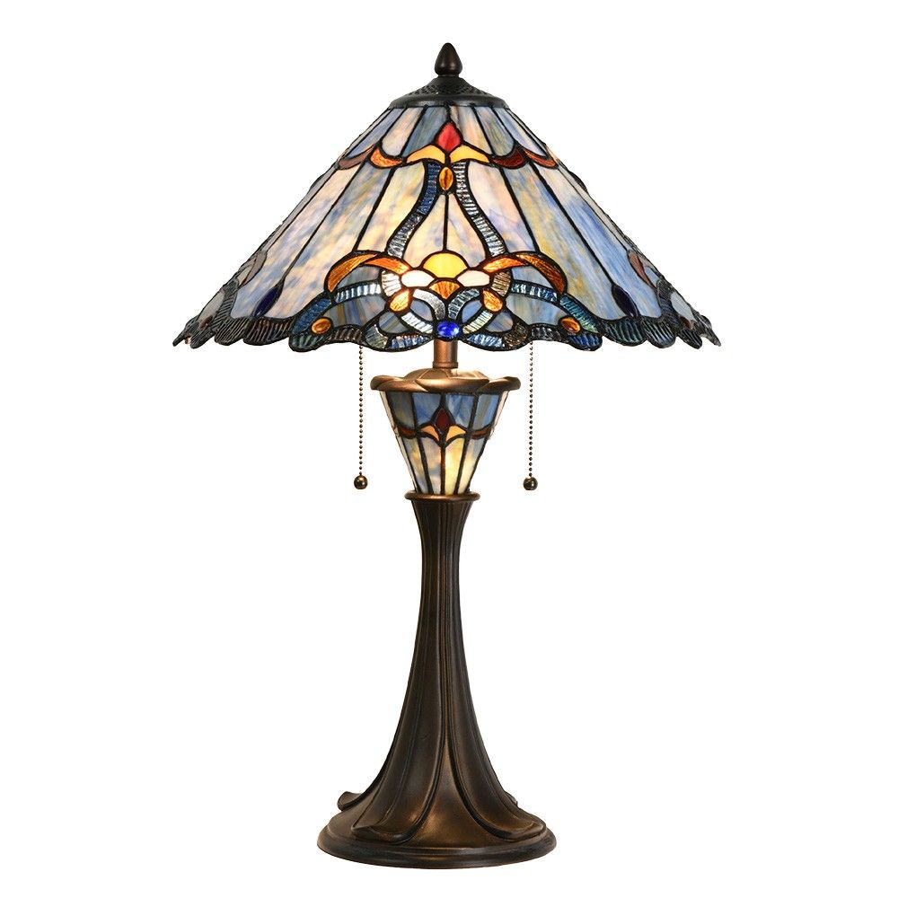 Modrá stolní lampa Tiffany Niebbo - Ø 40*61 cm E27/max 2*60W Clayre & Eef - LaHome - vintage dekorace