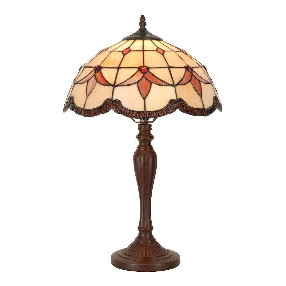 Béžovo-hnědá stolní lampa Tiffany Tralle - Ø 35*53 cm E14/max 2*40W Clayre & Eef - LaHome - vintage dekorace