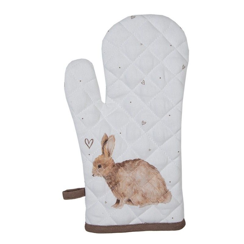 Bavlněná chňapka - rukavice s motivem králíčka a srdíček Bunnies in Love - 18*30 cm Clayre & Eef - LaHome - vintage dekorace