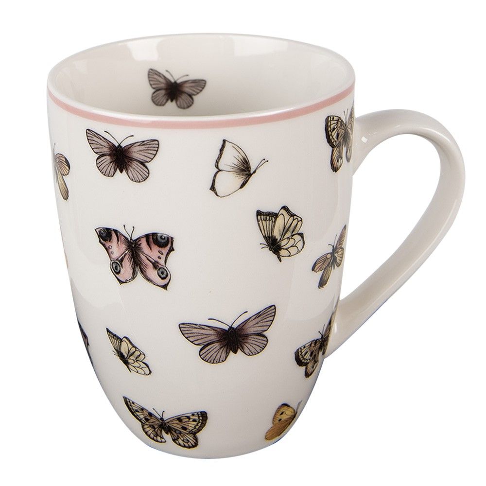 Porcelánový hrnek s motýlky Butterfly Paradise -  12*8*10cm / 350 ml Clayre & Eef - LaHome - vintage dekorace