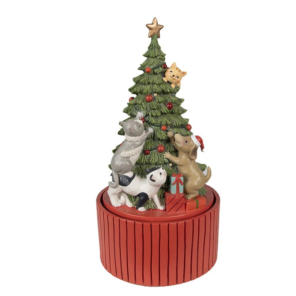 Musicbox vánoční stromeček s Led světýlky - Ø 14*27 cm Clayre & Eef - LaHome - vintage dekorace