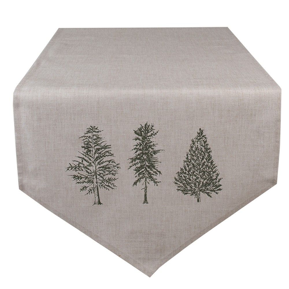 Béžový bavlněný běhoun se stromky Natural Pine Trees - 50*160 cm Clayre & Eef - LaHome - vintage dekorace