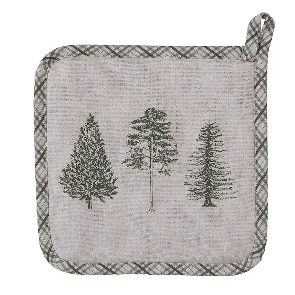 Béžová bavlněná chňapka - podložka se stromky Natural Pine Trees - 20*20 cm Clayre & Eef - LaHome - vintage dekorace