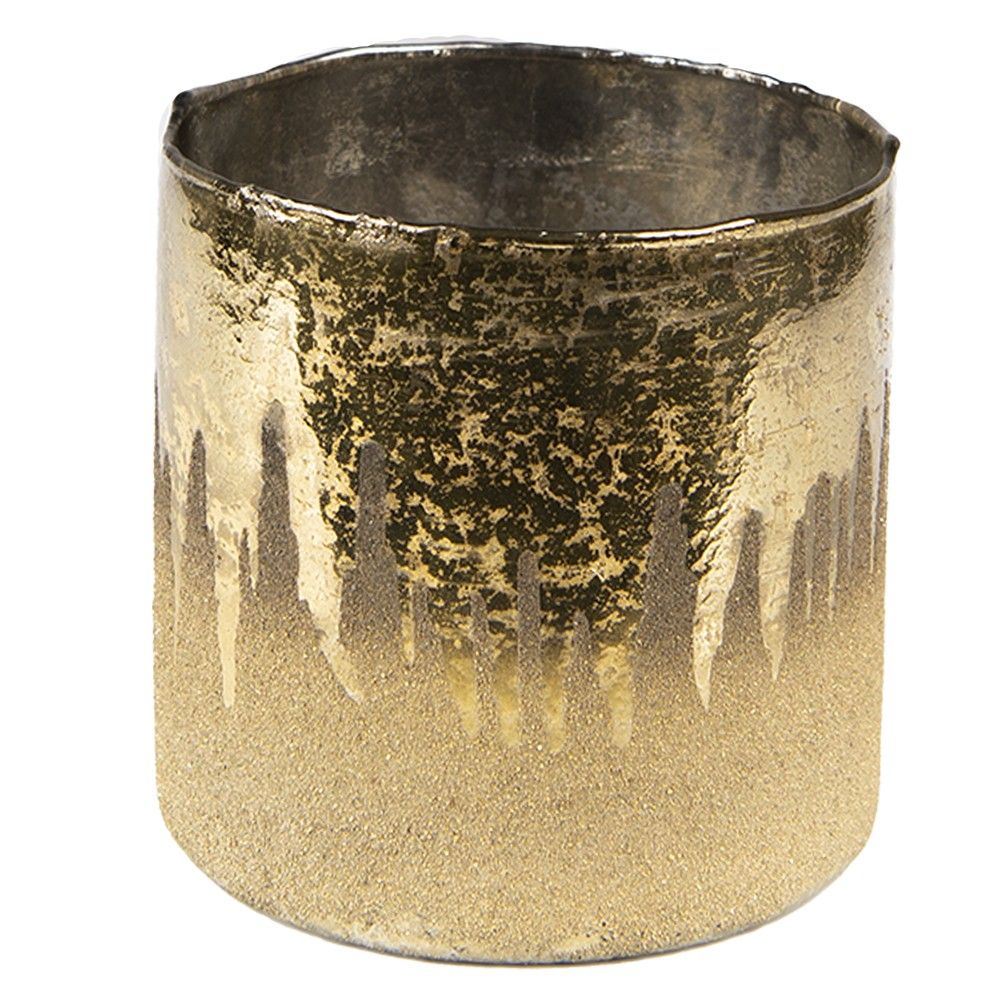 Zlatý skleněný svícen na čajovou svíčku M - Ø 10*10 cm Clayre & Eef - LaHome - vintage dekorace