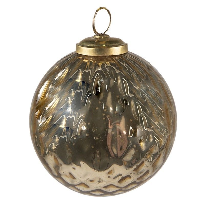 Zlatá vánoční skleněná ozdoba koule - Ø 9*11 cm Clayre & Eef - LaHome - vintage dekorace
