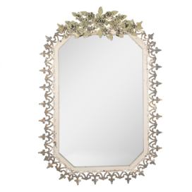 Šedobéžové antik nástěnné zrcadlo se zdobnými květy Viloé - 63*3*93 cm Clayre & Eef LaHome - vintage dekorace