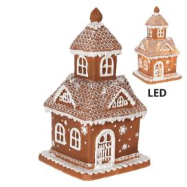 Vánoční perníková chaloupka s Led světýlky Gingerbread House - 14*14*25cm/ 3*AAA Clayre & Eef