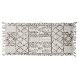 Béžový bavlněný koberec s ornamenty a třásněmi Morroccan - 150*70cm Chic Antique
