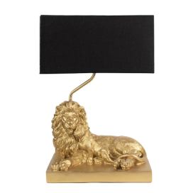 Zlatá stolní lampa se lvem a černým stínidlem - 32*22*44 cm E27/max 1*60W Clayre & Eef