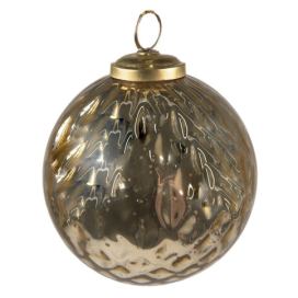 Zlatá vánoční skleněná ozdoba koule - Ø 9*11 cm Clayre & Eef