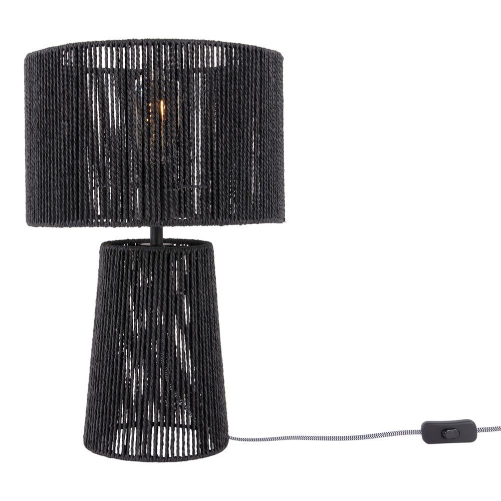 Černá stolní lampa se stínidlem z papírového výpletu (výška 47 cm)  Forma Pin – Leitmotiv - Bonami.cz