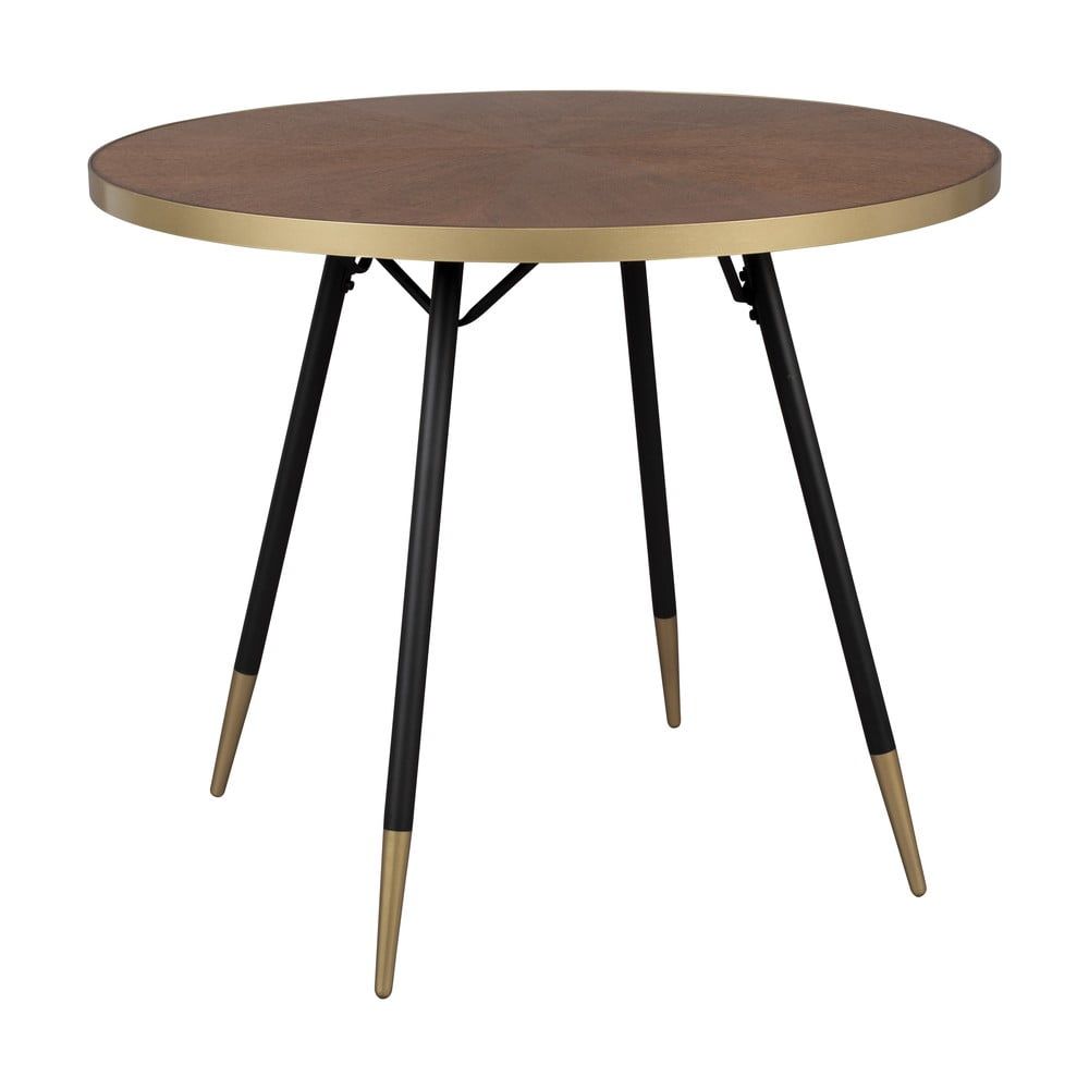 Kulatý jídelní stůl s deskou v dekoru ořechového dřeva ø 91 cm Denise – White Label - Bonami.cz