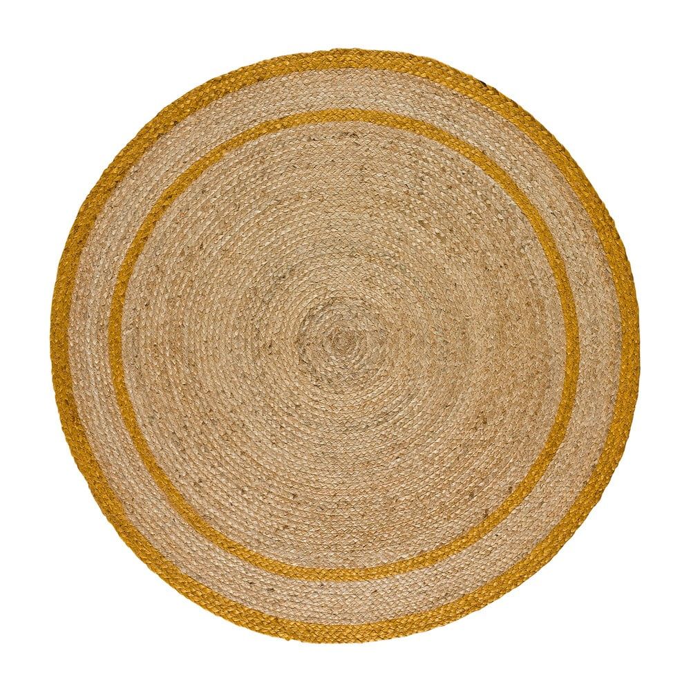 Kulatý koberec v přírodní a horčicové barvě ø 90 cm Mahon – Universal - Bonami.cz