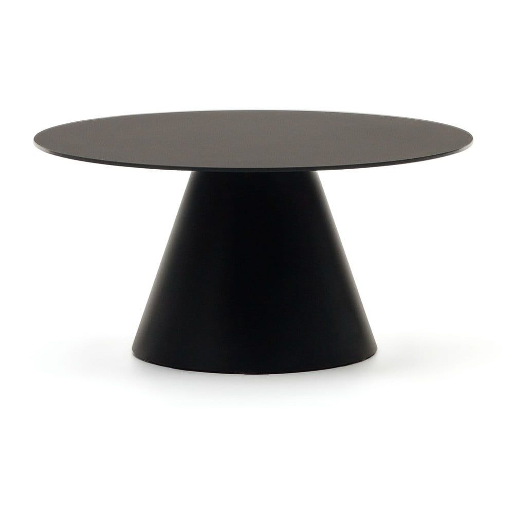 Černý kulatý konferenční stolek se skleněnou deskou ø 80 cm Wilshire – Kave Home - Bonami.cz