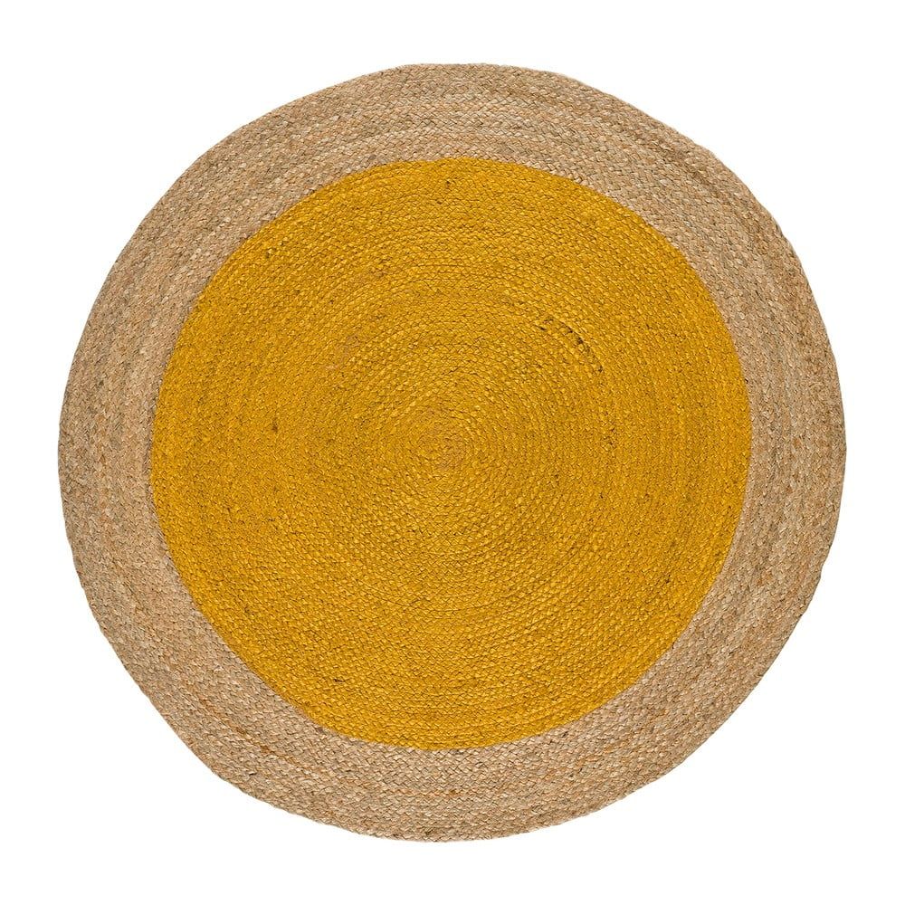 Kulatý koberec v přírodní a horčicové barvě ø 120 cm Mahon – Universal - Bonami.cz