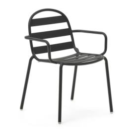 Tmavě šedé kovové zahradní židle v sadě 4 ks Joncols – Kave Home