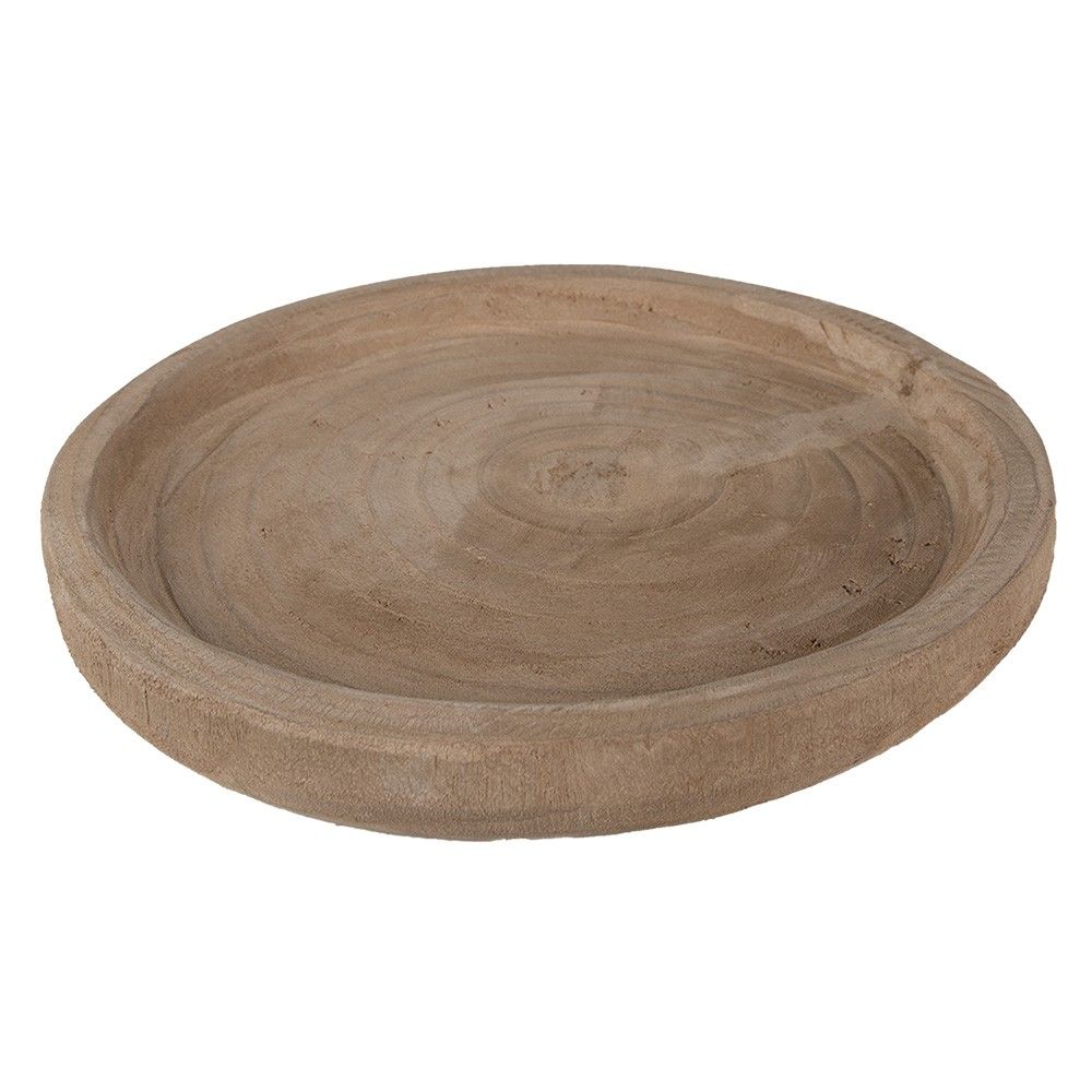 Přírodní dekorativní dřevěná servírovací mísa/talíř - Ø 26*3 cm Clayre & Eef - LaHome - vintage dekorace